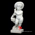 white marble little boy sculpture with cap